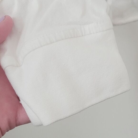 Champion Cropped Long Sleeve Crewneck in White & Gold Size Large - Picture 6 of 8